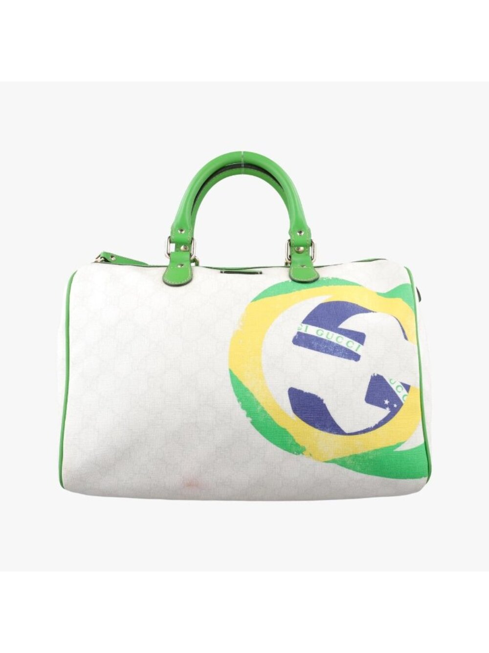 Gucci GG Flag Joy Boston White Green Yellow Blue Leather Handbag